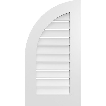 Ekena Millwork Quarter Round Top Left Surface Mount PVC Gable Vent w/ 3-1/2"W x 1"P Standard Frame, 18"W x 34"H GVPQL18X3401SF
